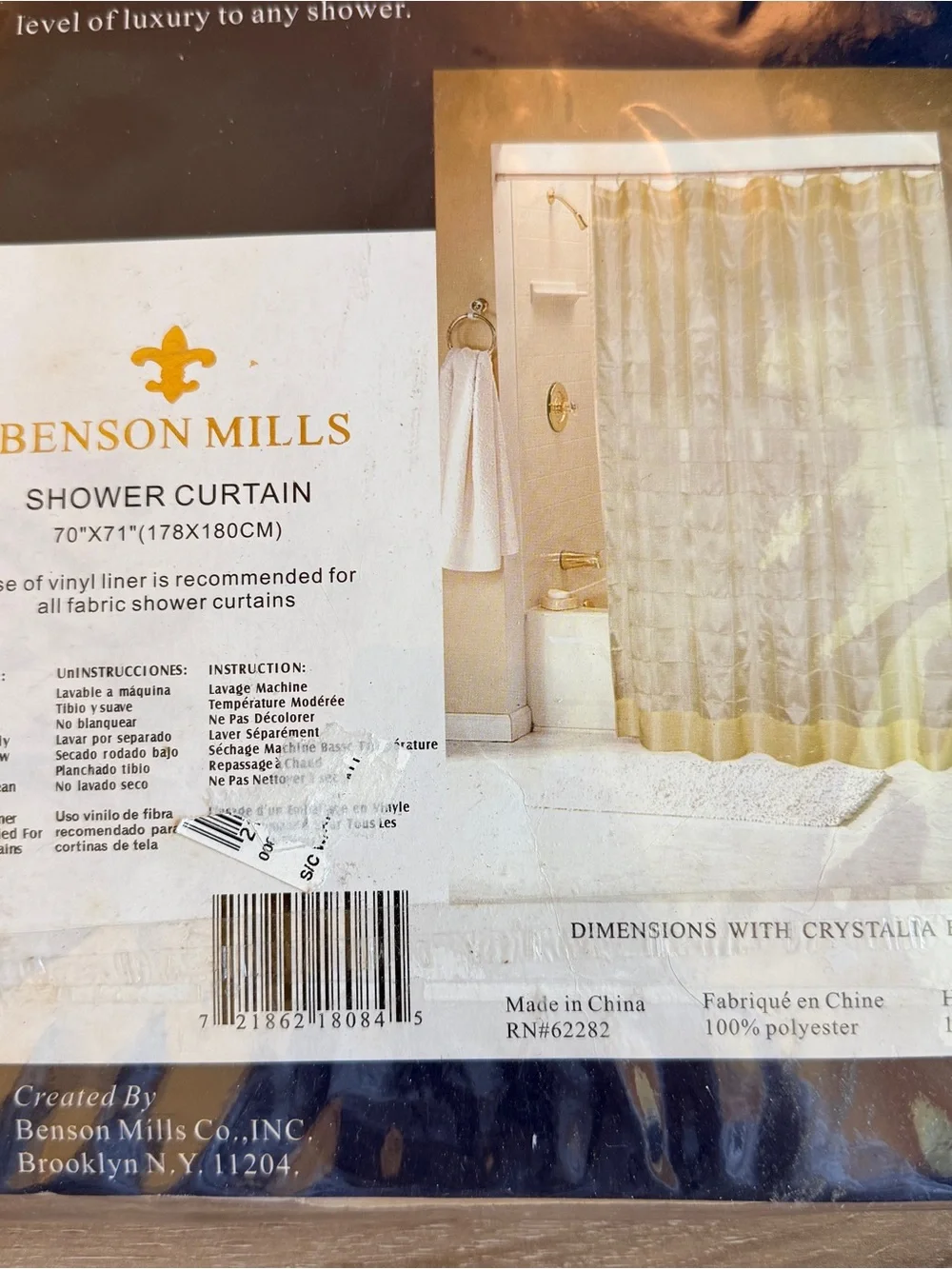 Benson Mills Cream Shower Curtain with Beaded Trim Vintage new in package